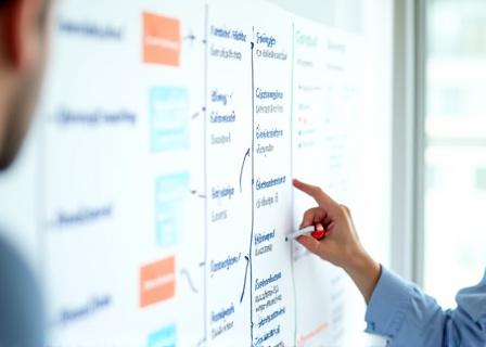 Una lavagna con un piano strategico disegnato.